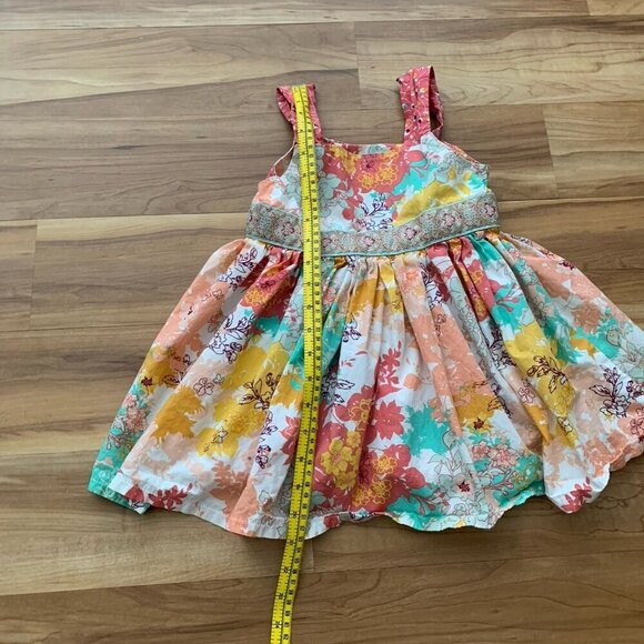 A Little Posh Size 5 Girl’s Multicolored Dress Adjustable Knotted Straps Floral - Picture 4 of 8